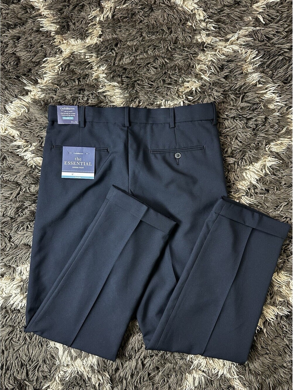 NWT Croft & Barrow Mens Essential Classic Fit Dress Pants Black 33x32